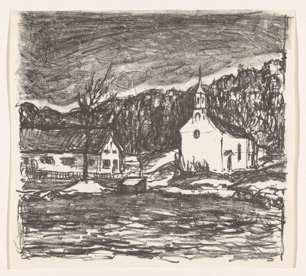 Kopcovitá krajina s kostelem Starnberger See (původní název) od Henri Braakensiek (signed by artist)