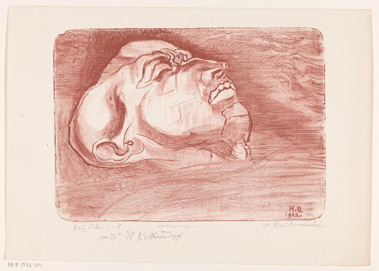 Ležící postava se zavřenýma očima Madmen (původní název série na objektu) od Henri Braakensiek (signed by artist)