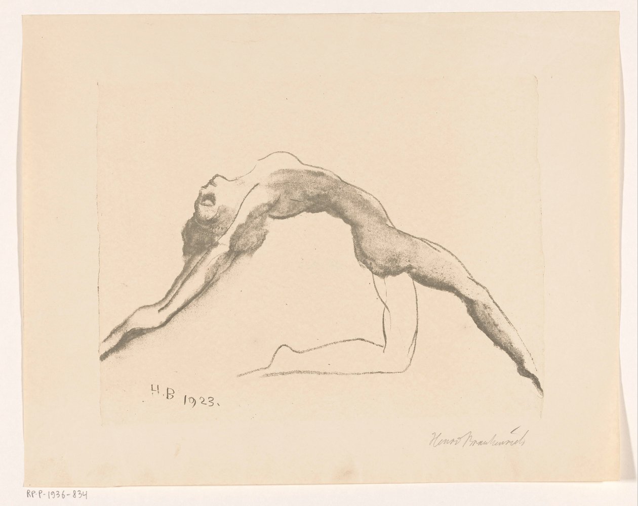 Nahá žena skákání dozadu od Henri Braakensiek (signed by artist)
