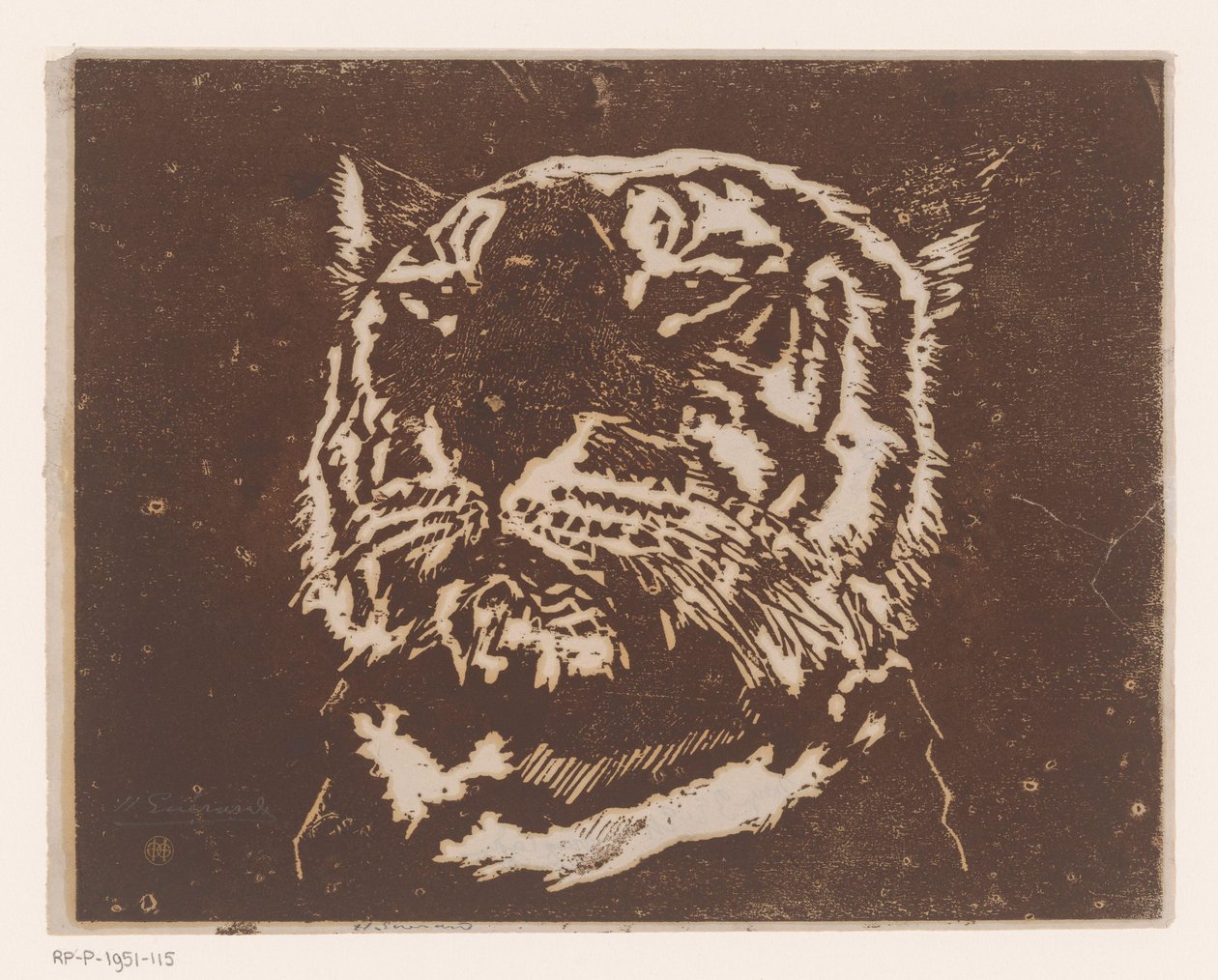 Tygr od Henri Charles Guérard (signed by artist)