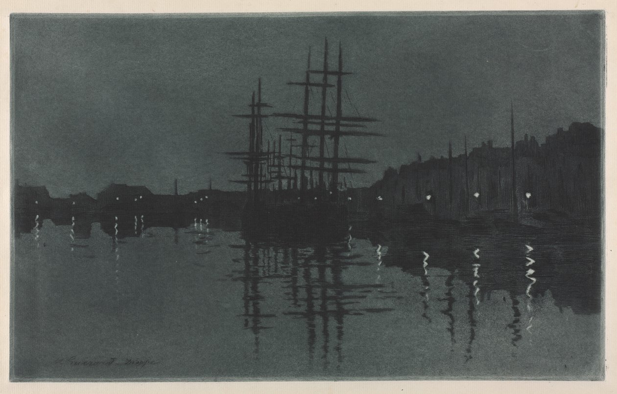 Účinek Měsíce v Dieppe, c. 1885. od Henri Charles Guérard