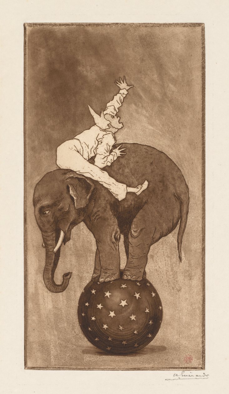 Slon a klaun LElephant et le Clown, c. 1889. od Henri Charles Guérard