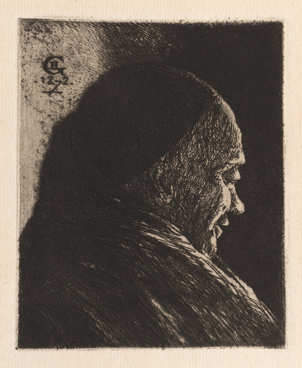 Hlava starého muže od Henri Charles Guérard