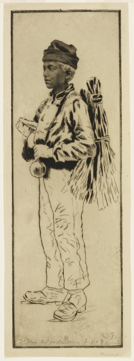 Le ramoneur (Kominík), kolem roku 1890 (lept a suchá jehla) od Henri Charles Guérard