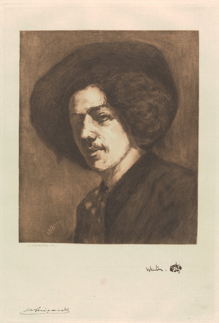 Portrét Whistlera od Henri Charles Guérard
