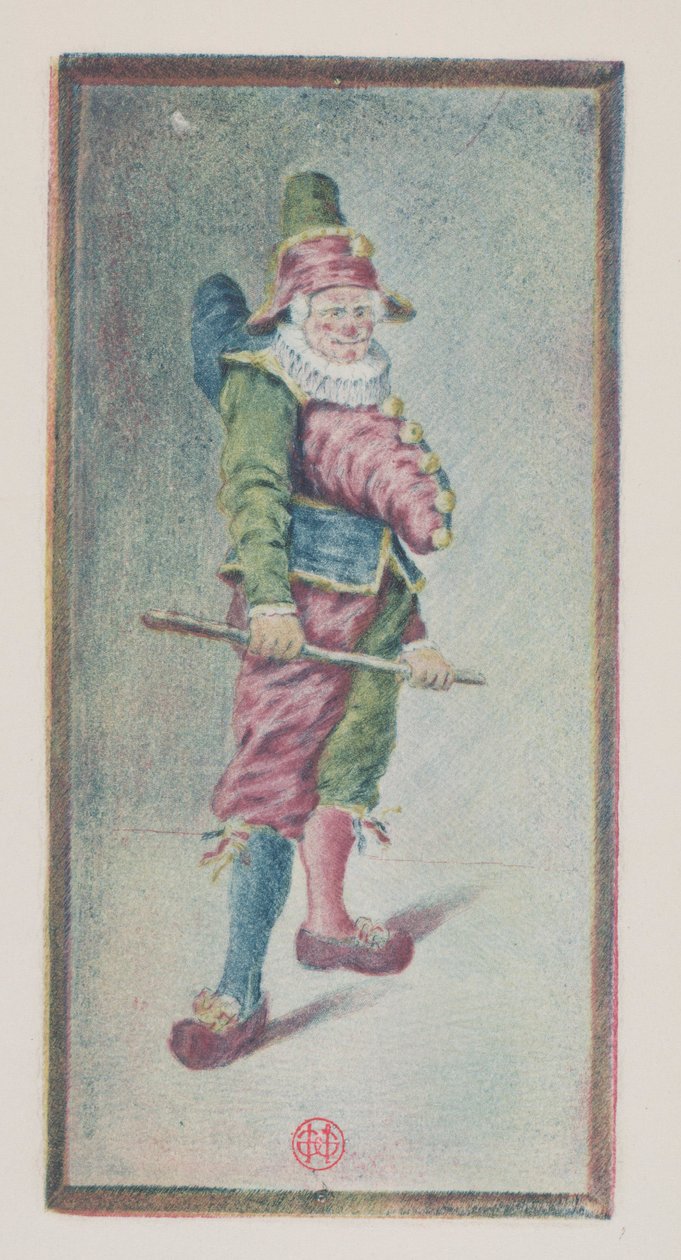 Punchinello, Tři čtvrtiny doprava, c. 1887. od Henri Charles Guérard