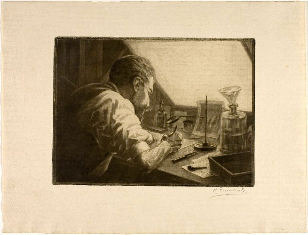 Autoportrét Příprava leptu od Henri Charles Guérard