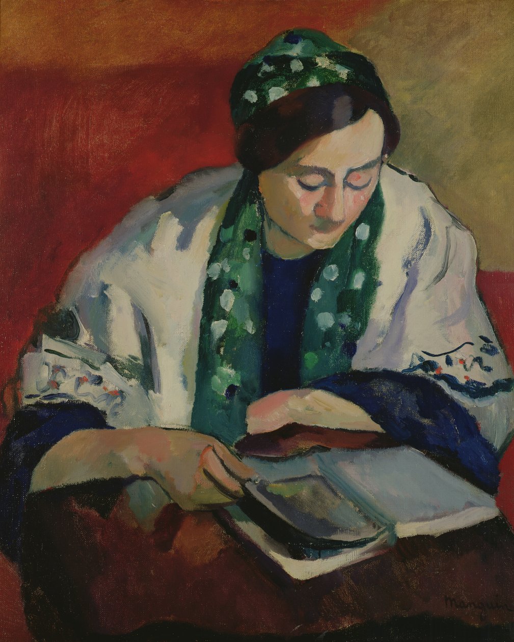 Čtenář v zelené kapotě od Henri Charles Manguin