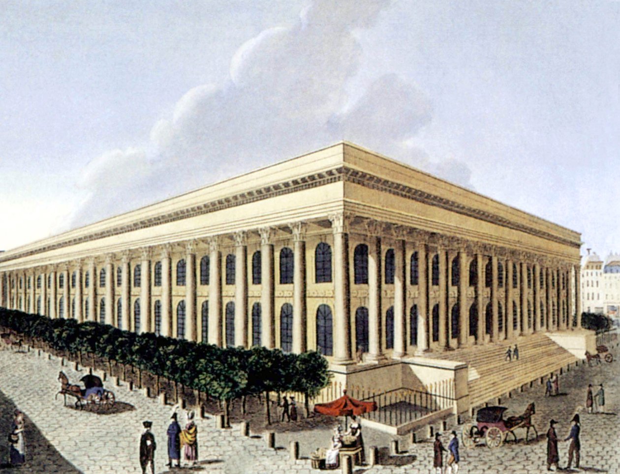 Pařížská burza, začátek 19. století (rytina) od Henri Courvoisier Voisin