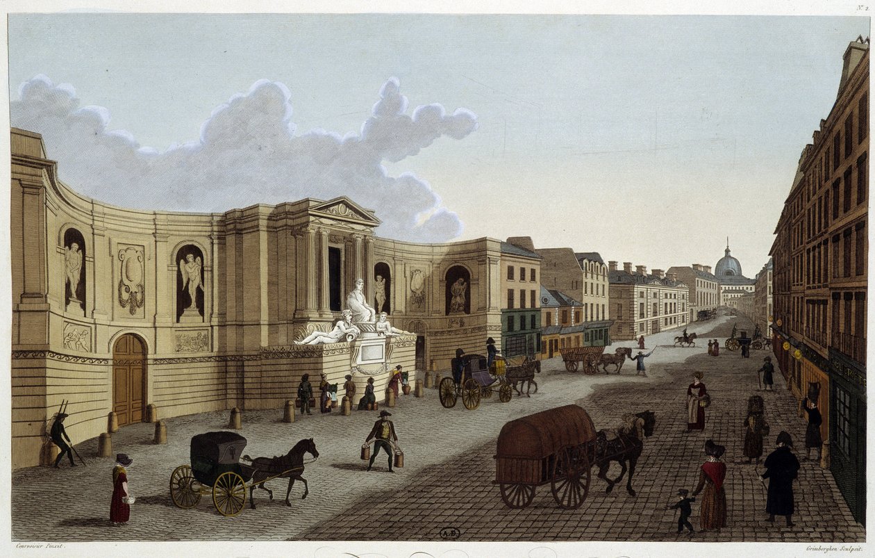 Fontána rue de Grenelle, kolem roku 1820 v „Výhledech na Paříž““ od Courvoisiera 1827 od Henri Courvoisier Voisin