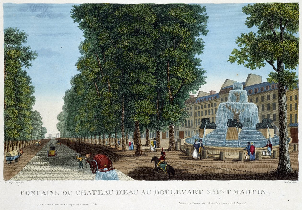 Fontána nebo vodní hrad Bd St Martin - v ""Vues de Paris"" od Courvoisier od Henri Courvoisier Voisin