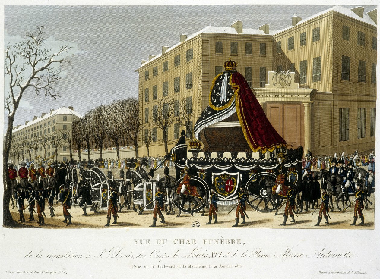 Pohřební vůz překladu Ludvíka XVI. a Marie Antoinetty do Saint Denis 21. ledna od Henri Courvoisier Voisin