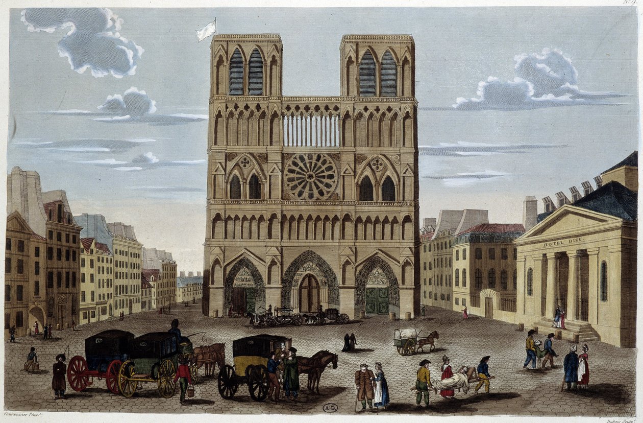 Nádvoří Notre Dame – v „“ Pohledech na Paříž“ od Courvoisiera od Henri Courvoisier Voisin