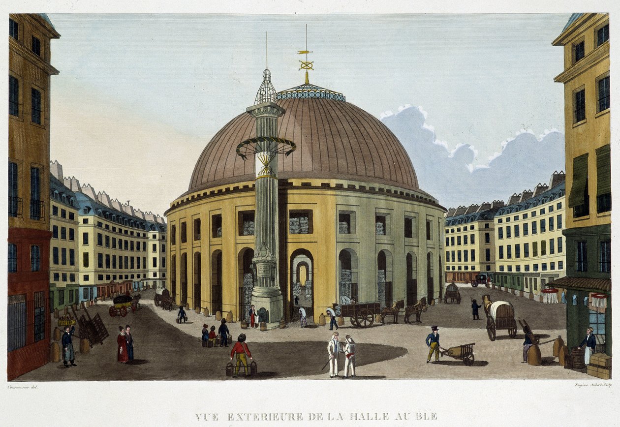 Exteriér Halle au Blé - v "" Pohledech na Paříž " od Courvoisier od Henri Courvoisier Voisin