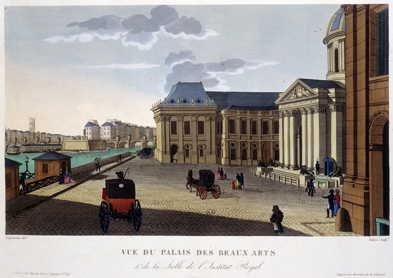Palác výtvarných umění a institut, kolem roku 1820 - v „Pohledech na Paříž““ od Courvoisiera od Henri Courvoisier Voisin