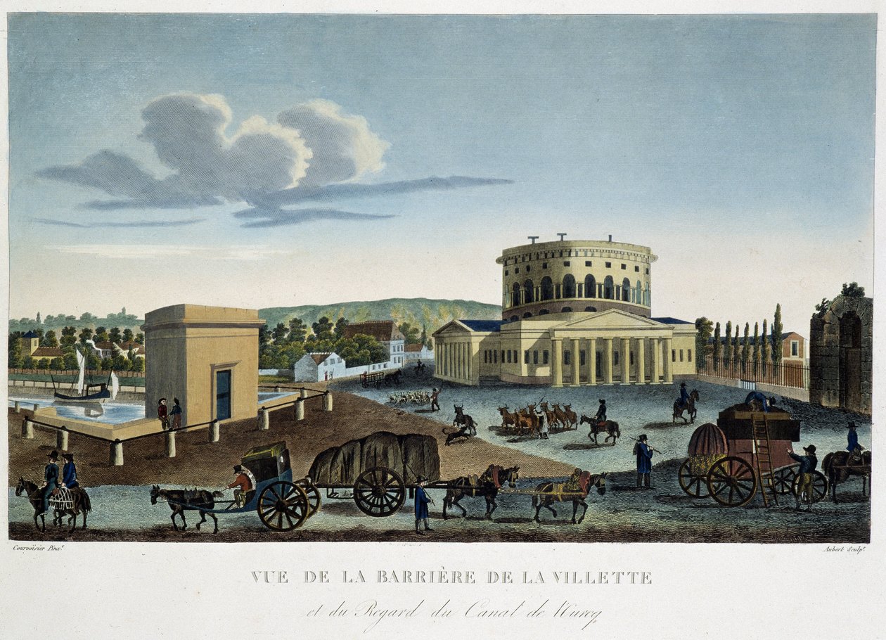 Pohled na Barrier de la Vilette - v "Pohled na Paříž, kolem roku 1810: Les Barriers de Paris" od Courvoisiera od Henri Courvoisier Voisin
