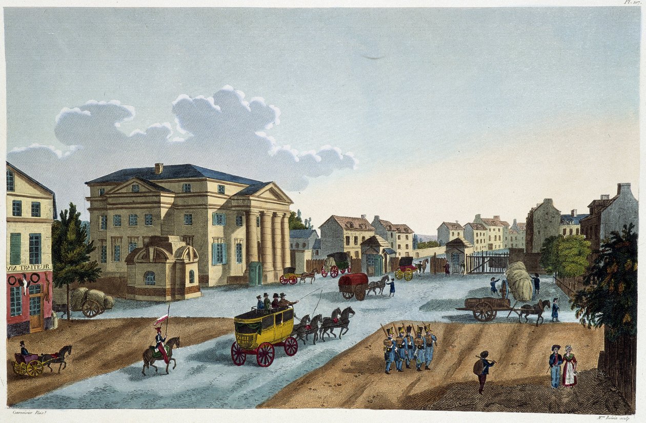 Pohled na Barrière St Denis - v „“ Pohled na Paříž, cca 1810: Bariéry Paříže““ od Courvoisier od Henri Courvoisier Voisin