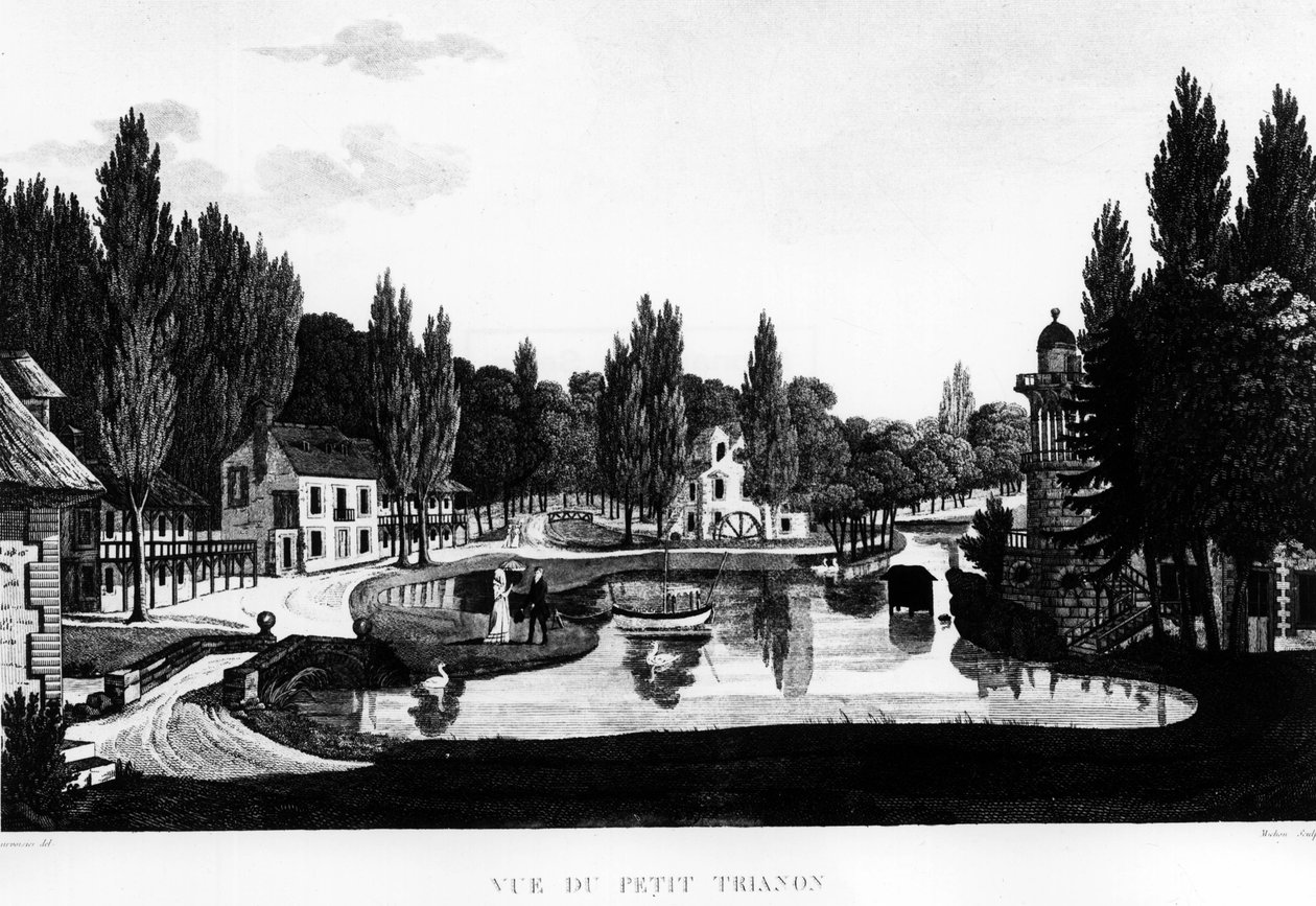 Pohled na Peer Trianon ve Versailles - kresba Courvoisier od Henri Courvoisier Voisin