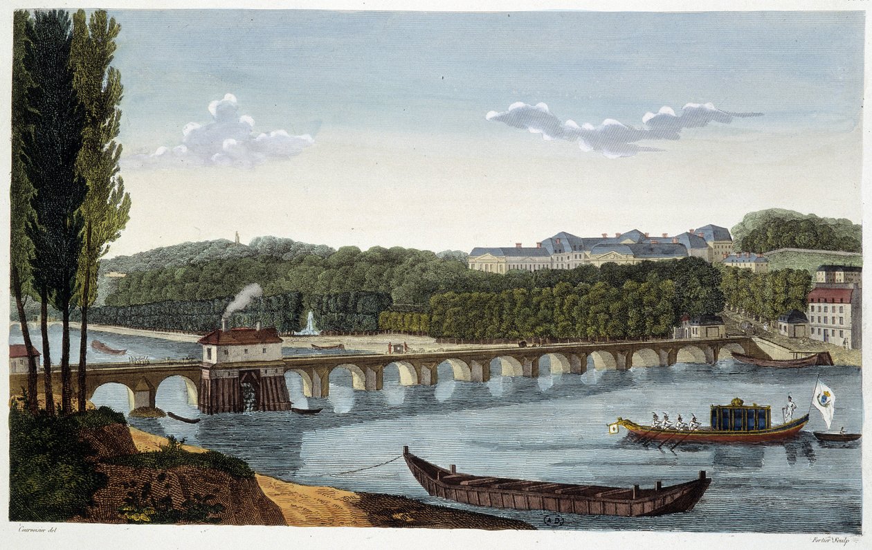 Pohled na hrad a most St Cloud - v ""Vues de Paris"" od Courvoisier od Henri Courvoisier Voisin