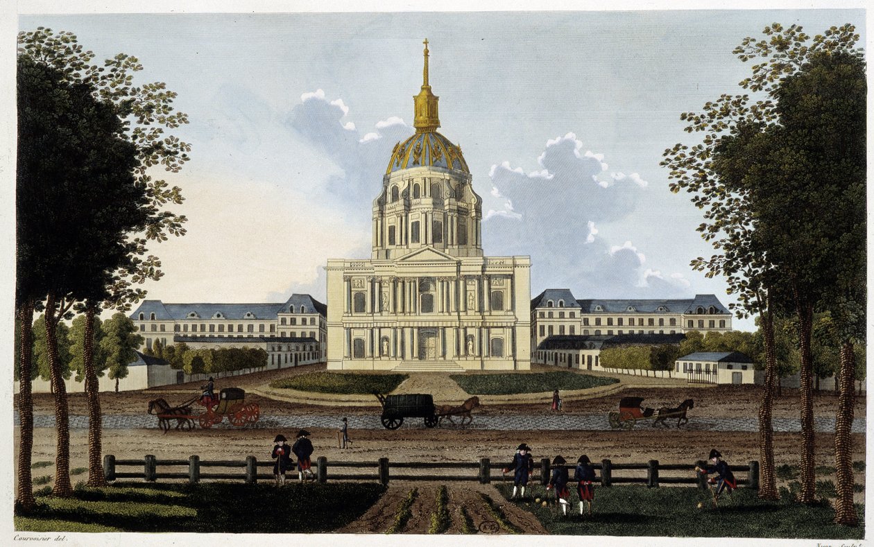 Pohled na kostel Royal Hotel des Invalides - v „“Vues de Paris““ od Courvoisier od Henri Courvoisier Voisin