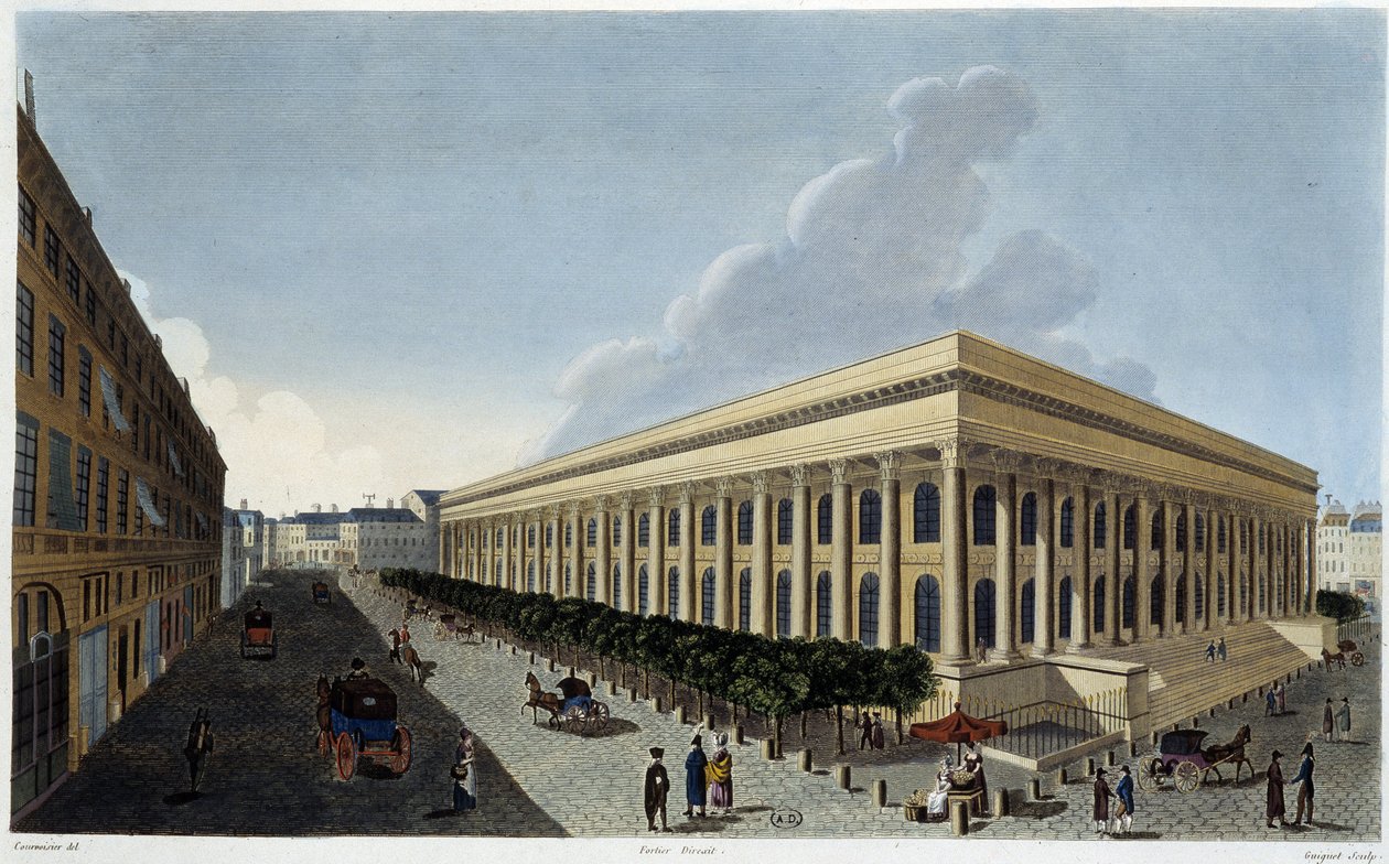 Pohled na novou burzu a Tribunal de Commerce – v „“Vues de Paris““ od Courvoisier od Henri Courvoisier Voisin