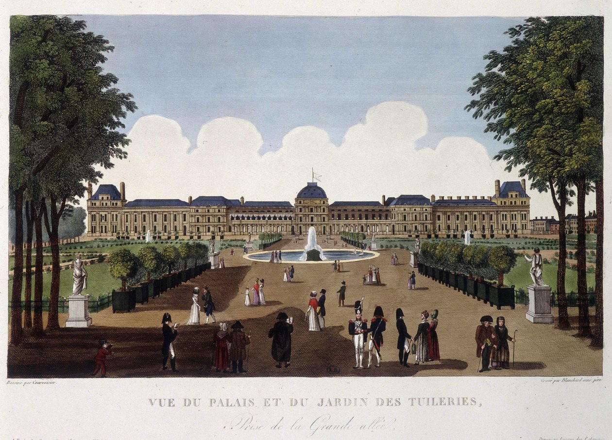 Pohled na palác a zahradu Tuileries - v „“Vues de Paris““ od Courvoisier od Henri Courvoisier-Voisin