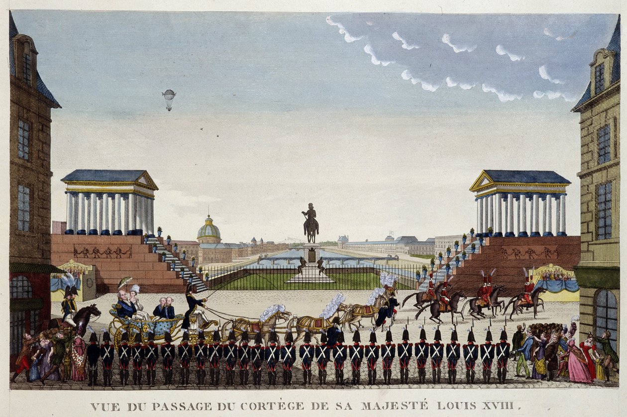 Pohled na průjezd průvodu jeho majestátního Ludvíka XVIII 3. května od Henri Courvoisier Voisin