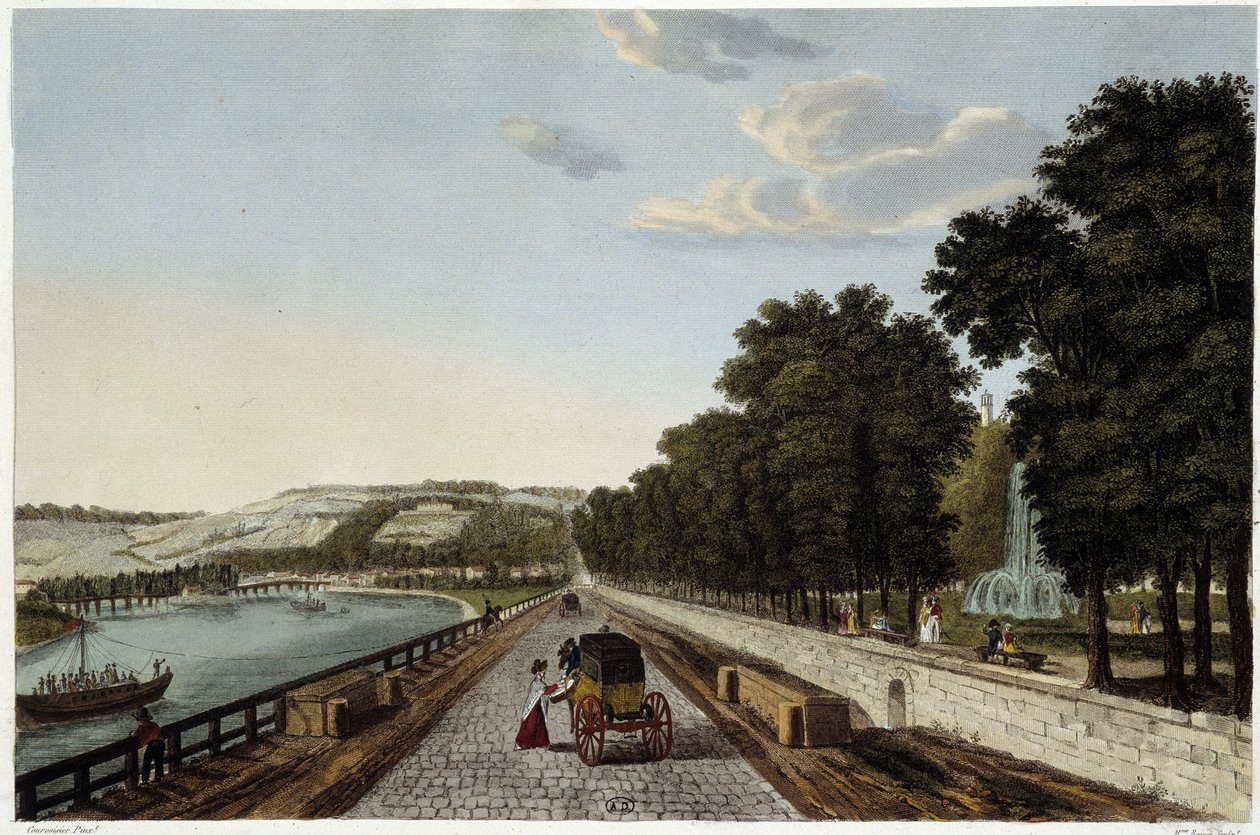 Pohled na terasu Parc St Cloud - v ""Vues de Paris"" od Courvoisier od Henri Courvoisier Voisin