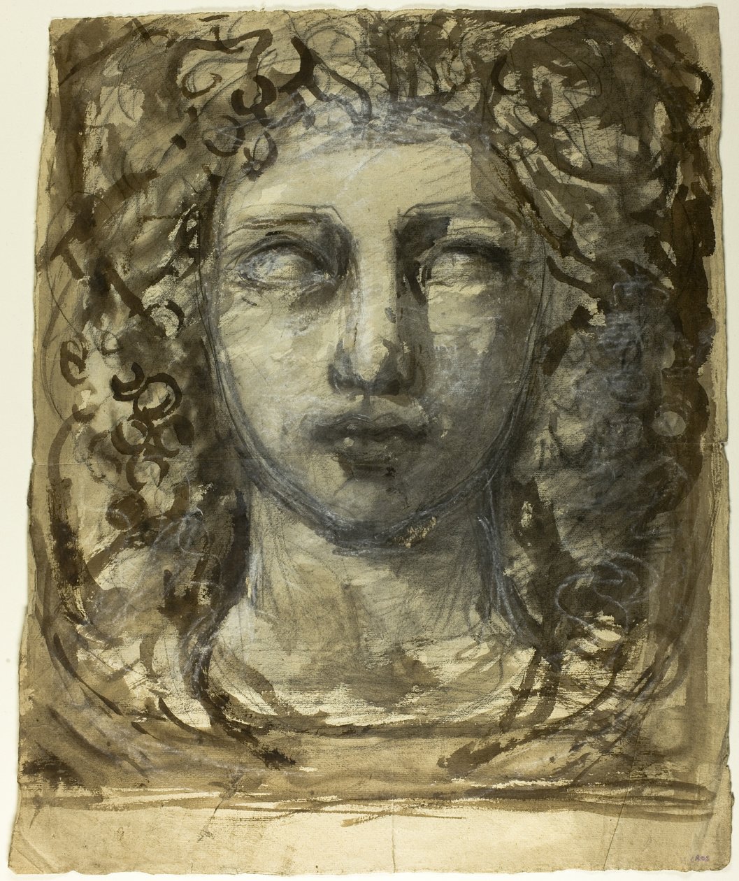 Studium ženské hlavy (recto); Klasická mužská hlava (verze) od Henri Cros