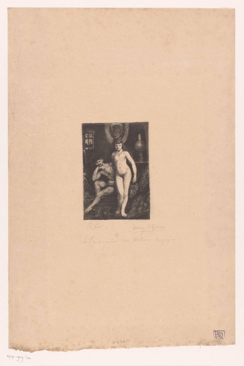 Stojící nahá žena a sedící nahý muž od Henri De Groux (signed by artist)