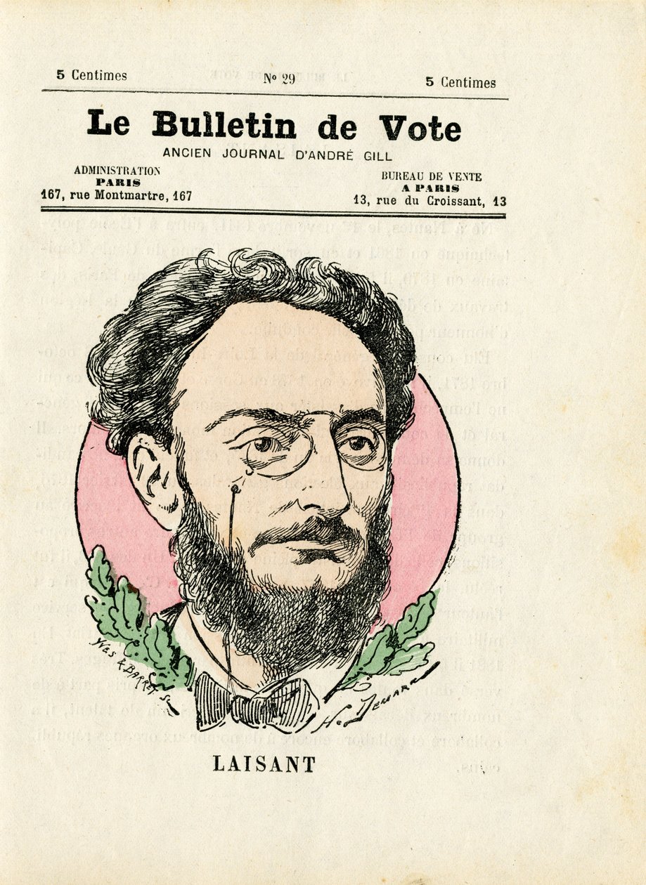Hlasovací lístek 2. série, satirický v barvách: Odcházející anděl - ilustrace Henri Demare (1846-1888) od Henri Demare