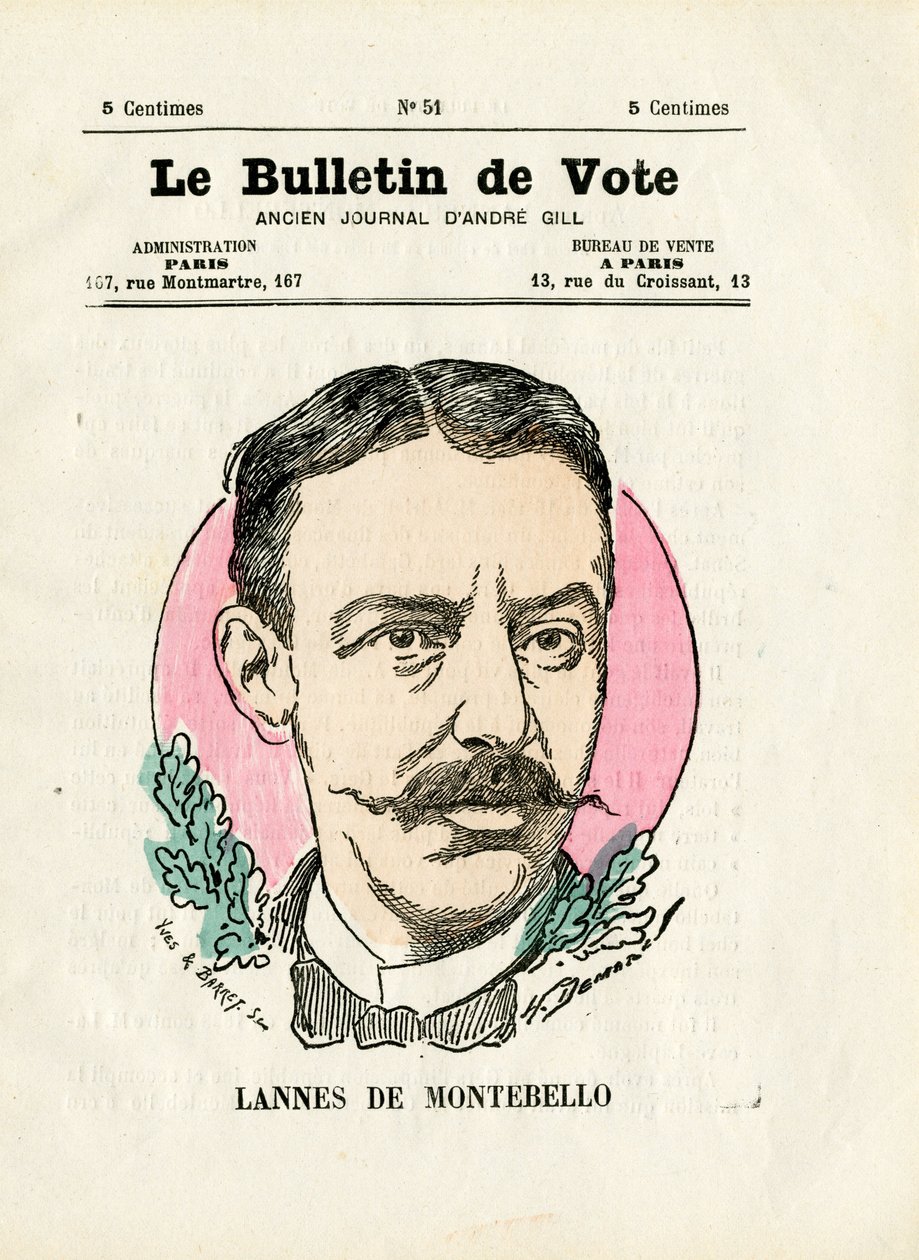Hlasovací lístek 2. série, satirický v barvách: Lannes de Montebello - ilustrace Henri Demare (1846-1888) od Henri Demare
