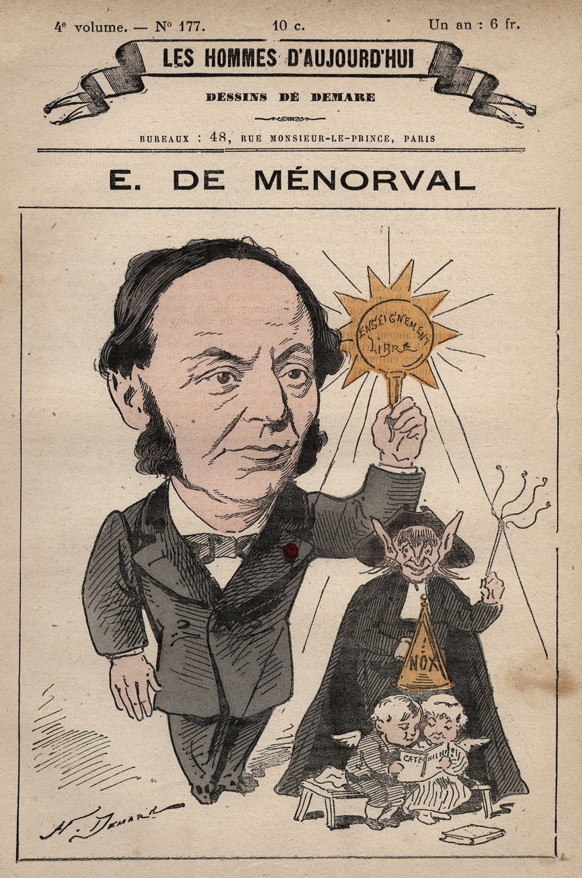 Cartoon of Eugene de Menorval (1829-1897) anglický autor z 