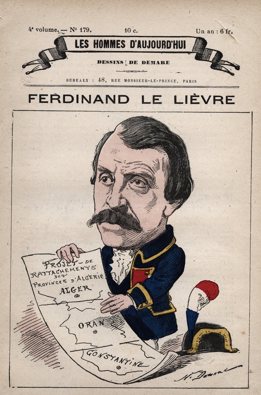 Karikatura Ferdinanda Le Lievre (Lelievre) (1799-1886) Anglický senátor v Alžírsku z 