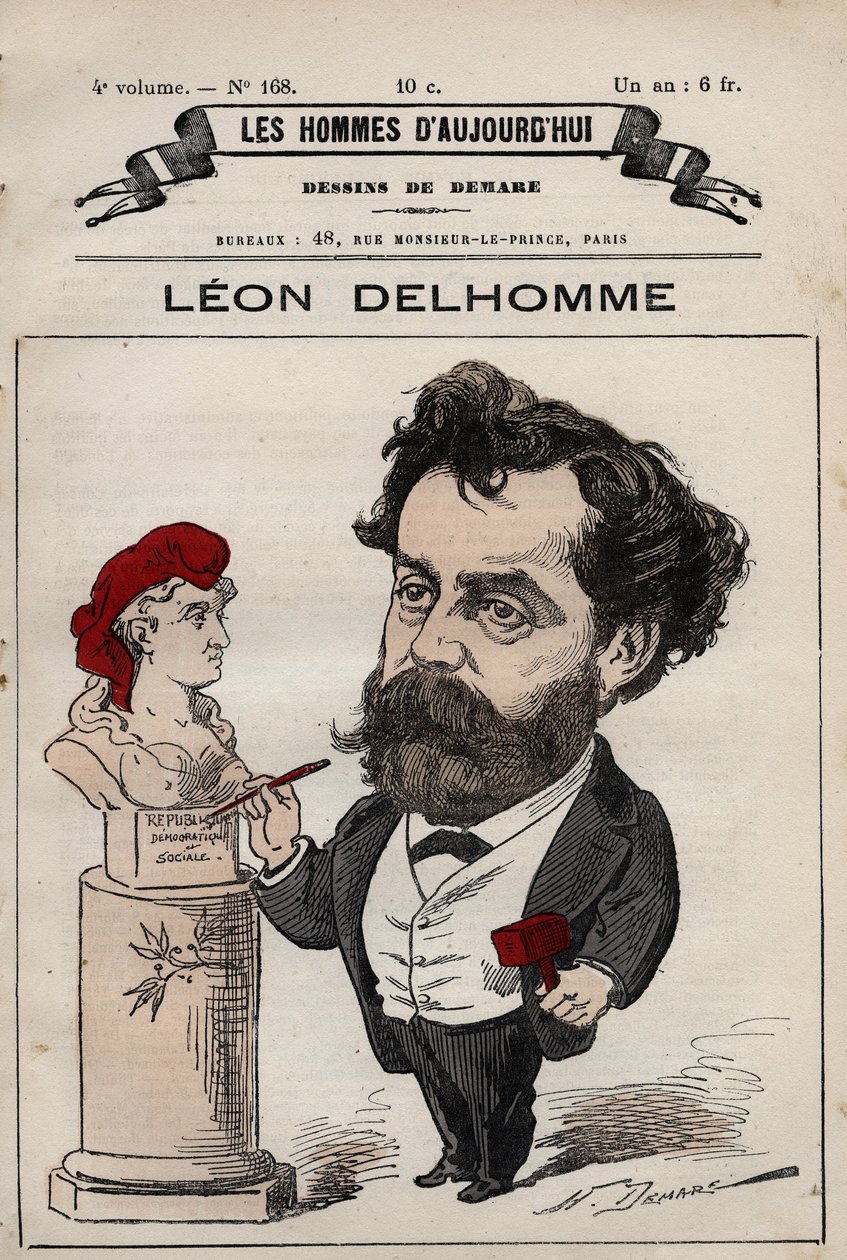Cartoon of Leon Alexandre Delhomme (1841-1895) francouzský sochař z 