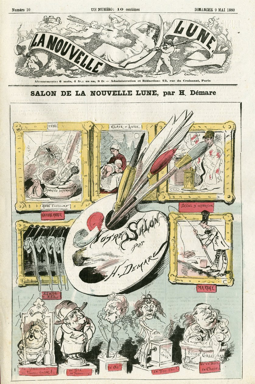 Ilustrace Henri Demare (1846-1888) pro obálku La Nouvelle Lune od Henri Demare