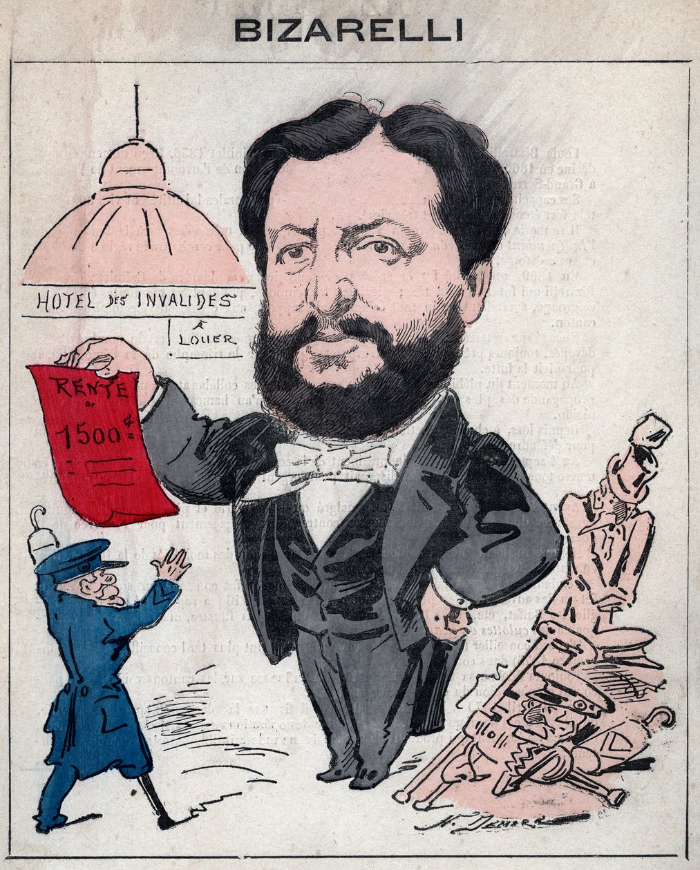 Louis Bizarelli francouzský politik (1836-1902) - Kreslený film Henri Demare v „Les Hommes d