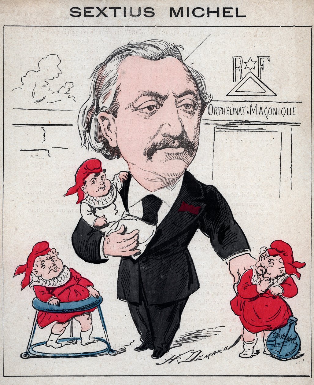 Sextius Michel (1827 - 1906) politik a provensálský spisovatel jazyka ok - karikatury Henriho Demare v „Les Hommes d