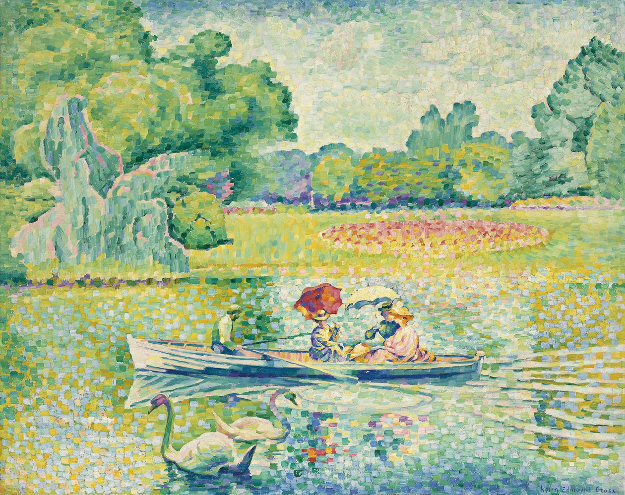 Plavba lodí v Bois de Boulogne; Výlet lodí v Bois de Boulogne, c.1899-1900 od Henri Edmond Cross