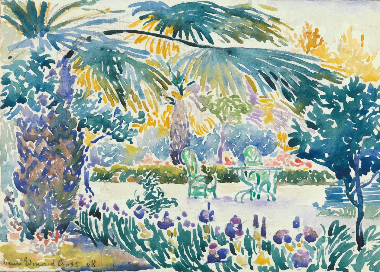 Zahrada malíře v Saint Clair, 1908 (wc nad grafitem) od Henri Edmond Cross