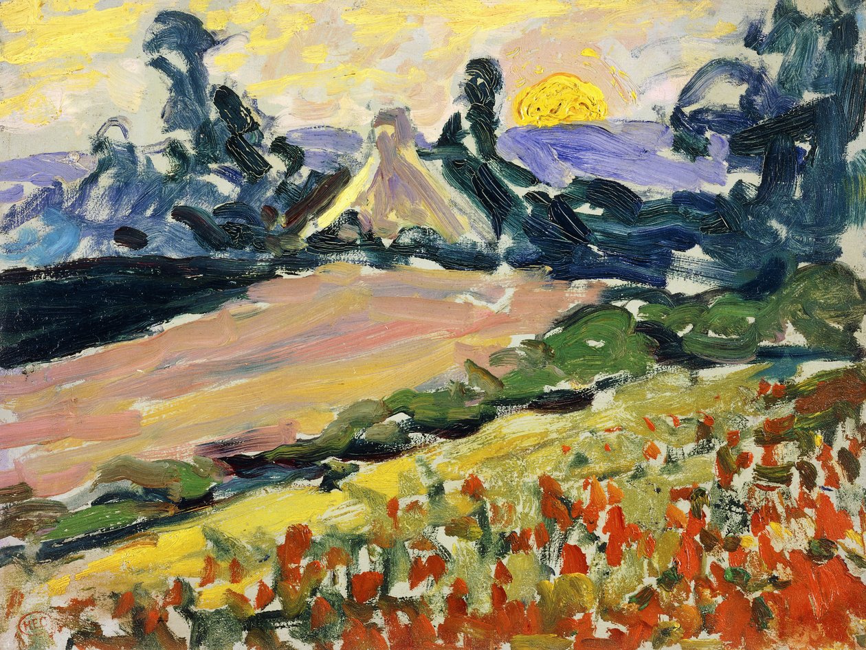 Krajina při západu slunce; Krajina při západu slunce, od Henri Edmond Cross