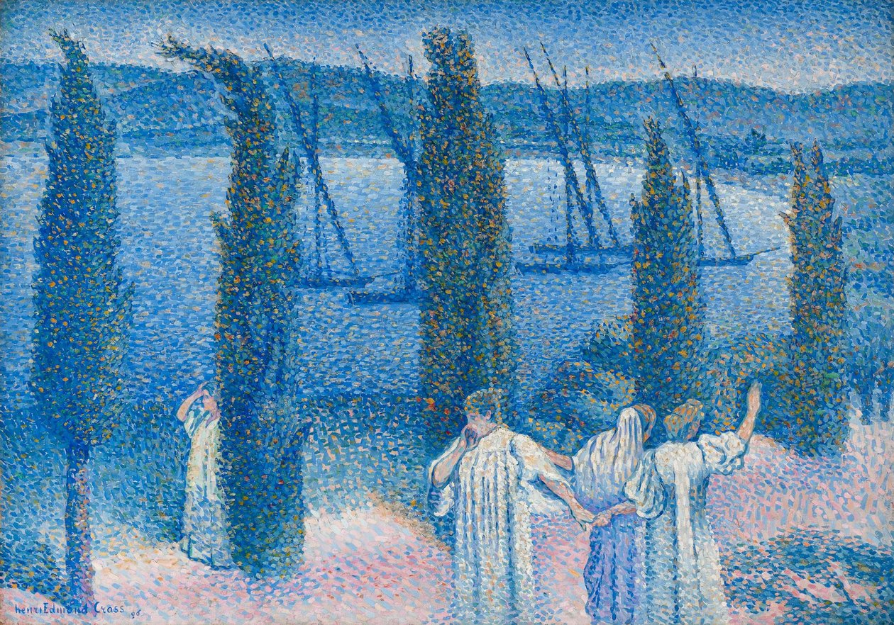 Nokturno s cypřiši Nocturne aux cyprès, 1896. od Henri Edmond Cross
