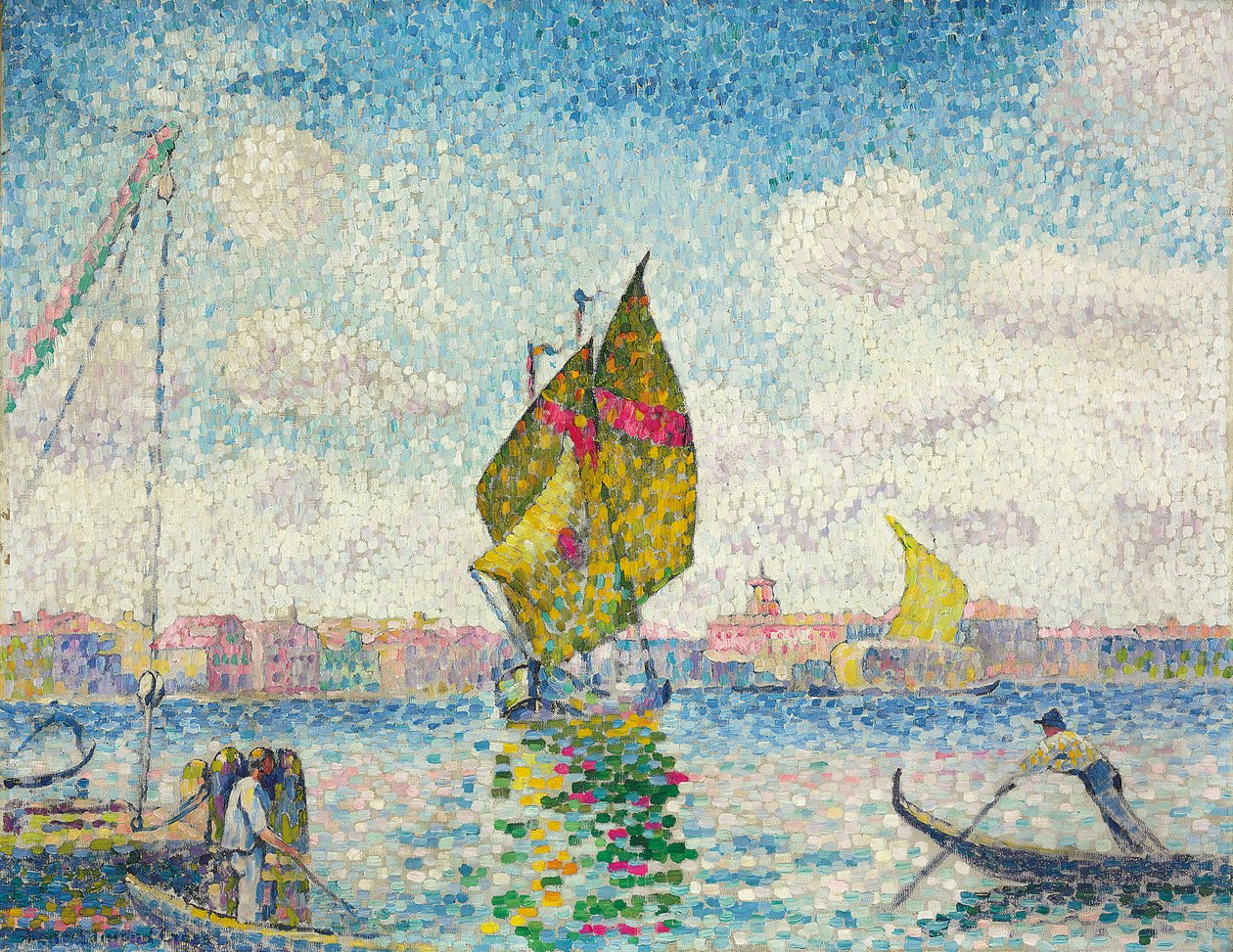 Plachetnice na Giudecca nebo Benátkách, Marine; Plachetnice na Giudecca nebo Benátkách, Marine, 1903-1905 od Henri Edmond Cross