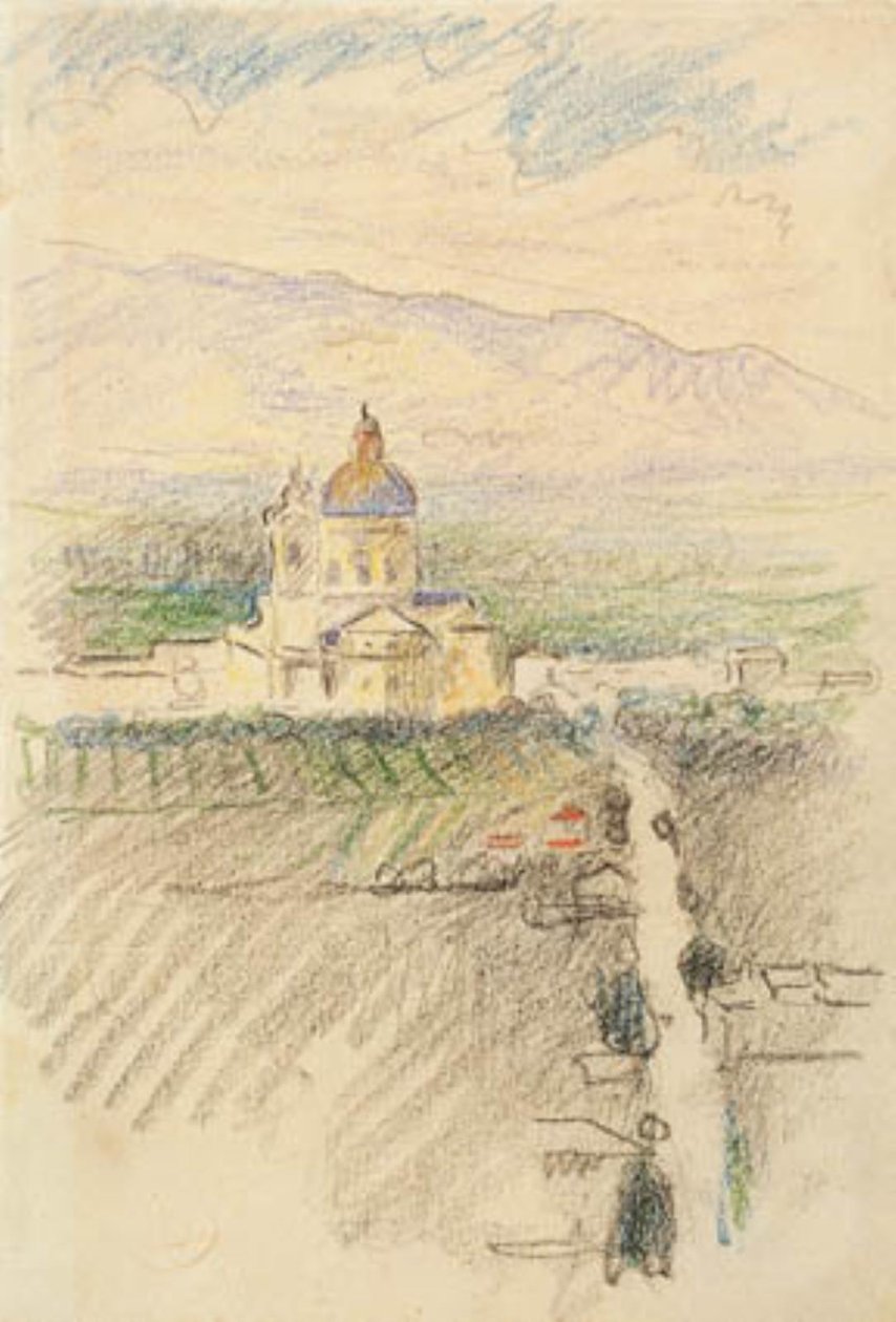 Pohled na Santa Maria degli Angeli poblíž Assisi od Henri Edmond Cross
