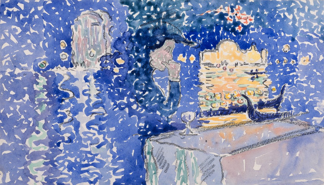 Benátky: Noc festivalu Vykupitele, 1903 (wc nad tužkou na bílém tkaném papíře) od Henri Edmond Cross