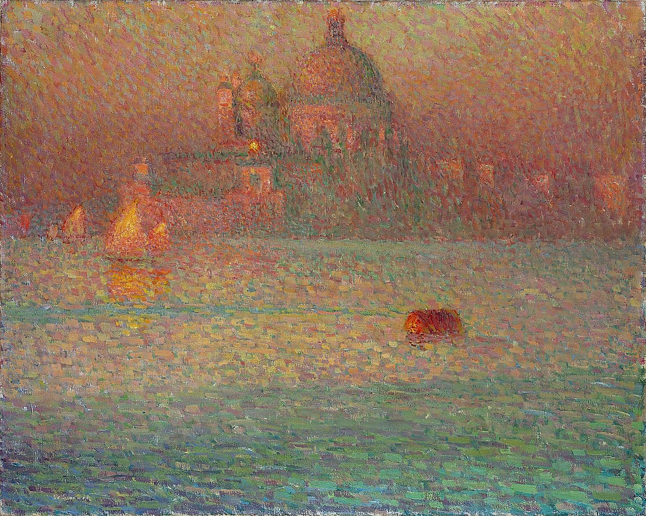 Ohňostroj - Zimní ráno v Benátkách - Obraz Henri Le Sidaner (1862-1939), Olej na plátně od Henri Eugene Augustin Le Sidaner