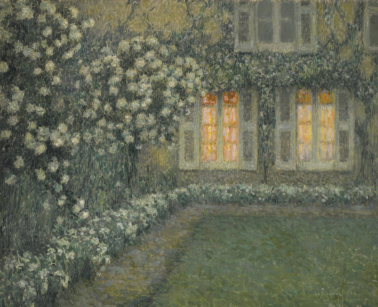 Postimpresionismus: Le jardin blanc au crepuscule (Bílá zahrada za soumraku) od Le Sidaner, Henri (1862-1939) od Henri Eugene Augustin Le Sidaner