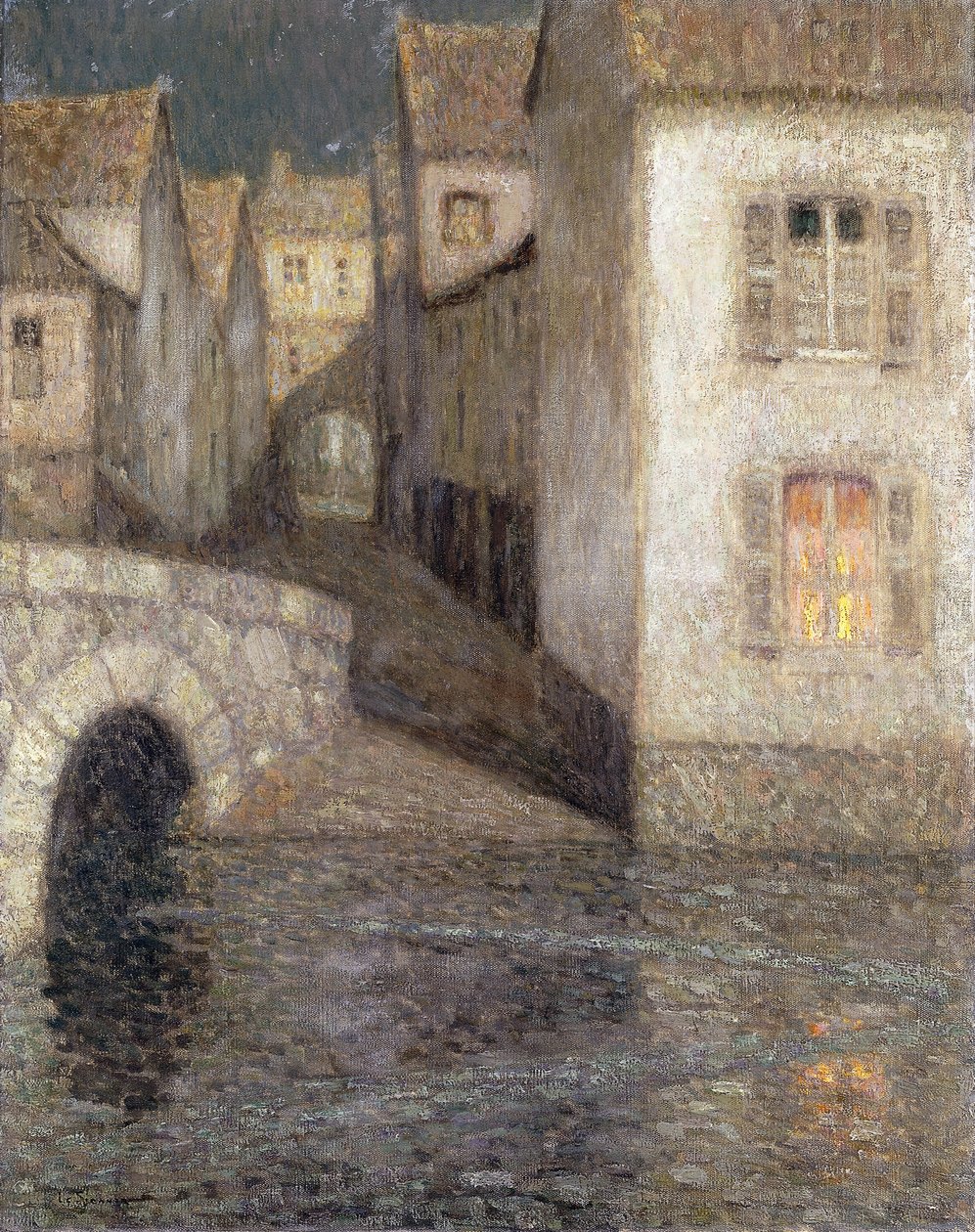 Dům u řeky, Chartres; Zednáři na řece, Chartres od Henri Eugene Augustin Le Sidaner