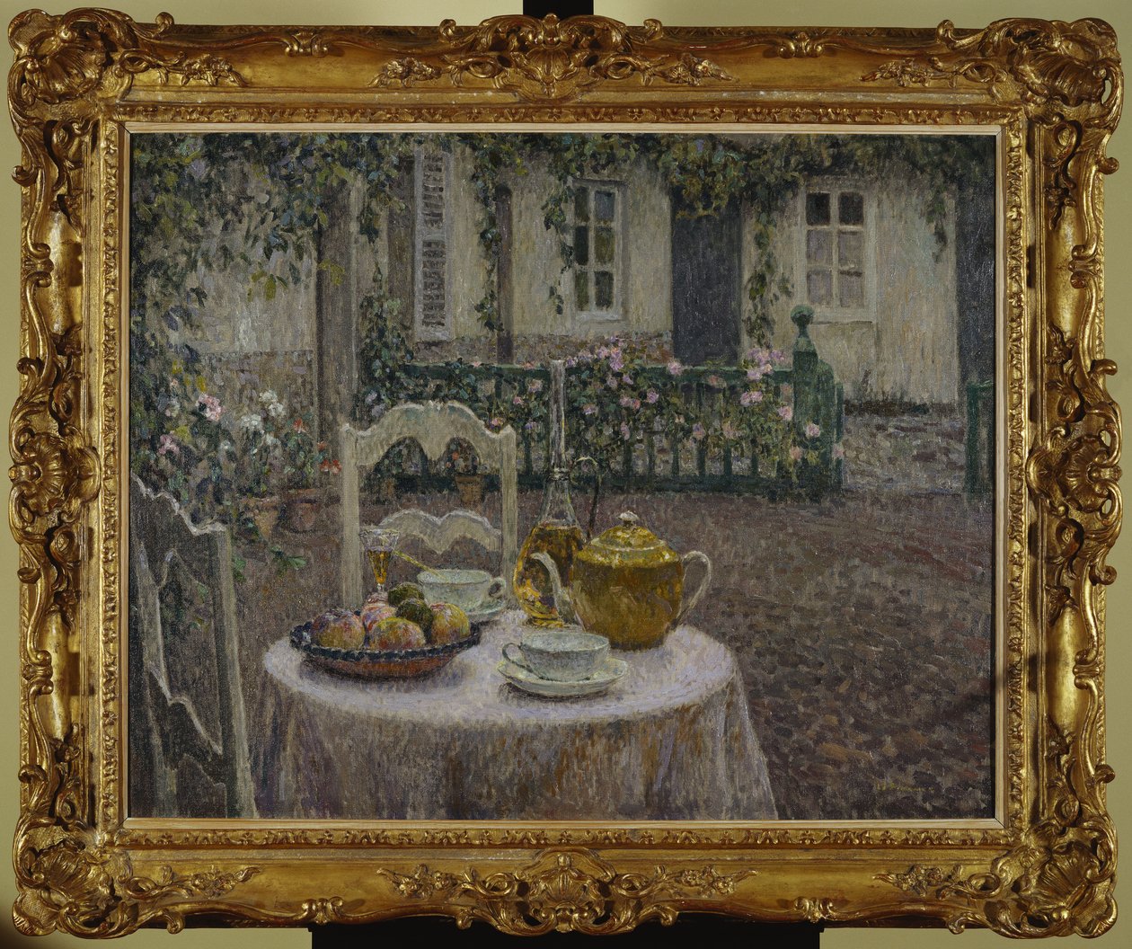 Růžový ubrus od Henri Eugene Augustin Le Sidaner