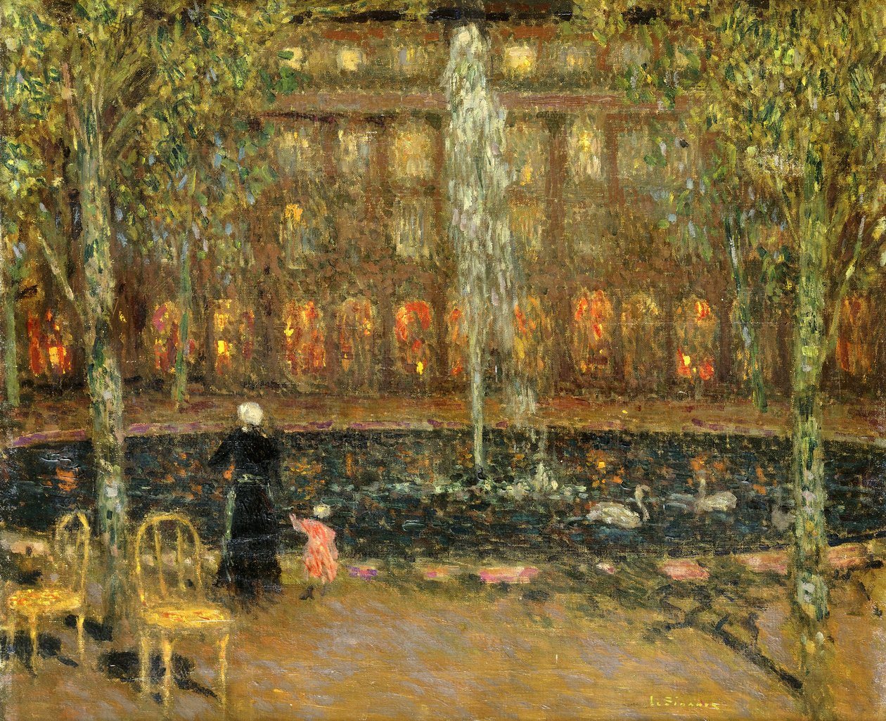 Rybník v Palais Royal; Povodí u královského paláce od Henri Eugene Augustin Le Sidaner